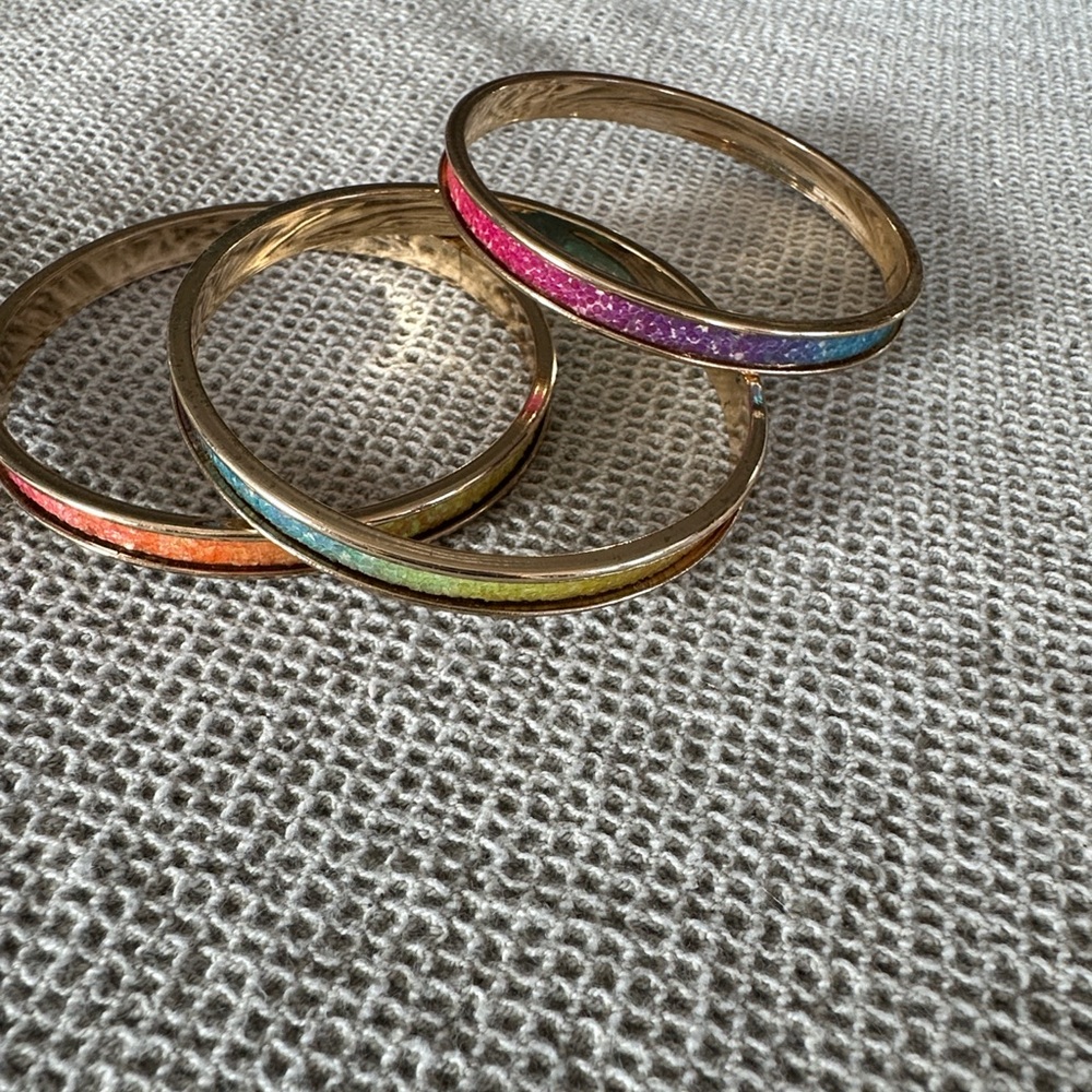 Colorful Gold-Tone Bangle Set - Picture 6 of 9